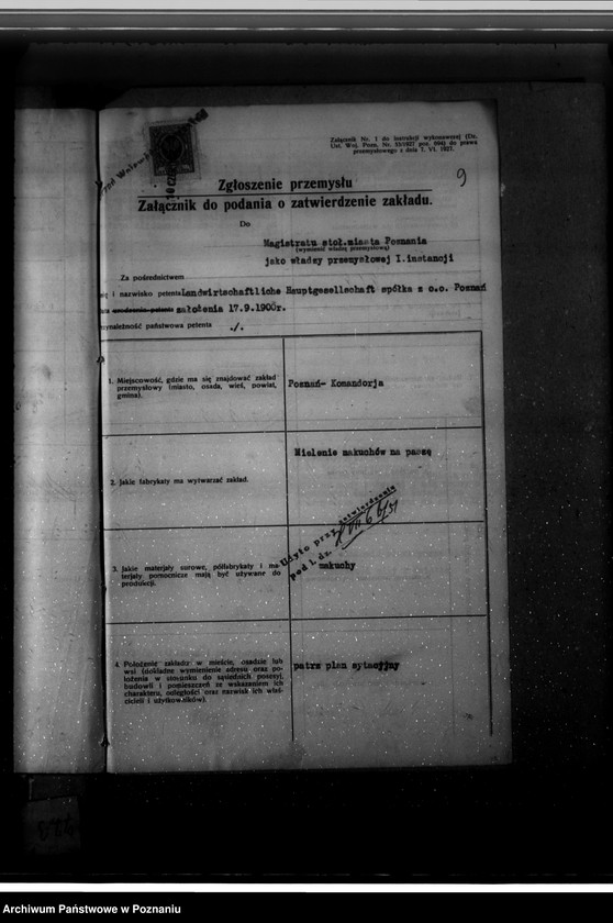 Obraz 13 z jednostki "Zatwierdzenie projektu urządzenia zakładu przemysłowego młyna śrutowego do maków nr 521 dla Firmy Landwirtschaftliche Hauptgesellschaft spółka z o. o. w Poznaniu"