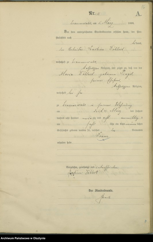 image.from.unit.number "Geburts-Haupt-Register Nr 1 - 78"