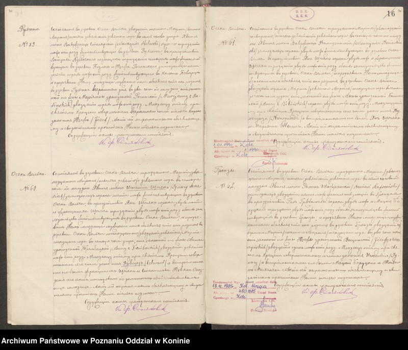 Obraz 18 z jednostki "Księga akt urodzeń, małżeństw, zgonów Parafia Rzymskokatolicka Osiek Wielki [za] rok 1909"