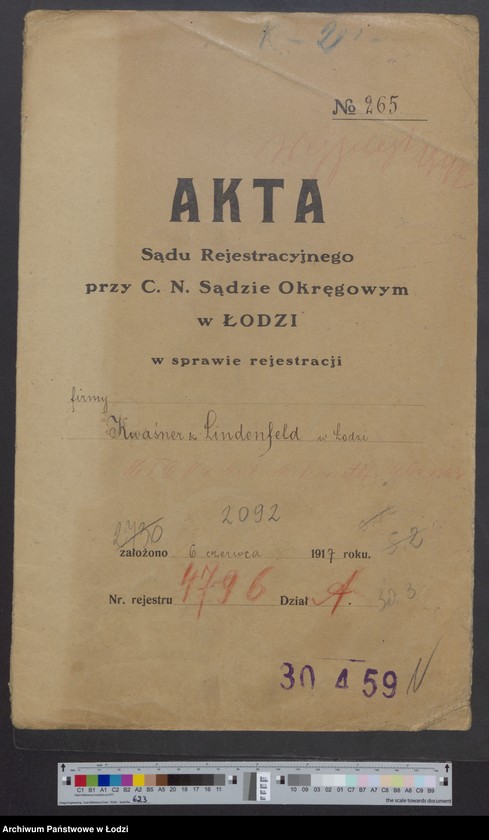 Obraz 2 z jednostki "Kwaśner i Lindenfeld - prowadzenie przędzalni zarobkowej"