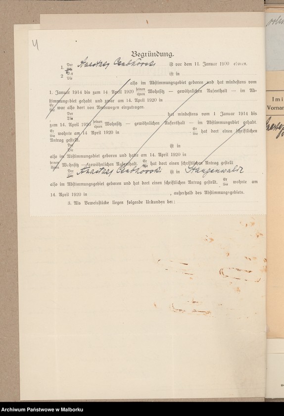 image.from.unit.number "Volksabstimmungsausschuss in Stangenwalde, Kreis Rosenberg Einsprüche [Wydział Plebiscytowy w Słupnicy, obwód suski Reklamacje]"