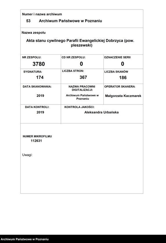 Obraz 1 z jednostki "Rejestr urodzonych i ochrzczonych"