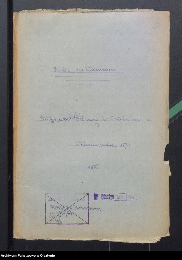 image.from.unit.number "Beläge zur Widminnenschen Kirchen Kassen Rechnung pro 1870"