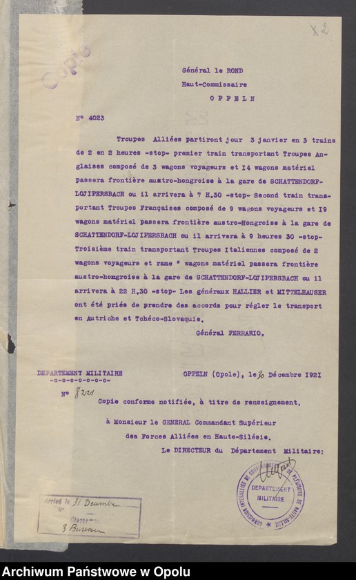 Obraz 4 z jednostki "Entress-Pieces emanant des autorites subordonnees/ /Korespondencja wpływająca pochodząca od władz wyższych i podległych - pisma, zarządzenia, instrukcje / 1.02-8.07.1922"