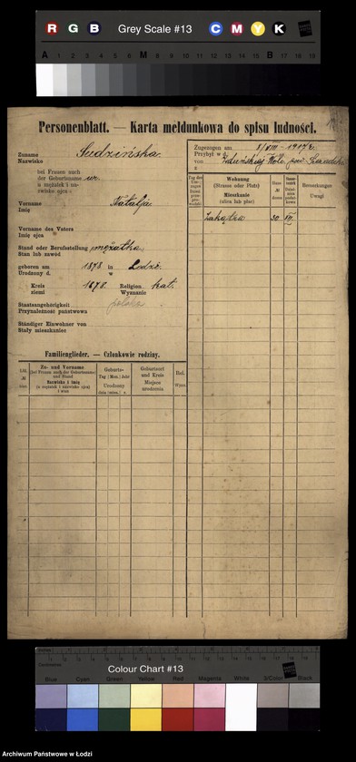 Obraz 3 z jednostki "[Spis ludności Łodzi] Sudzińska-Sumora"