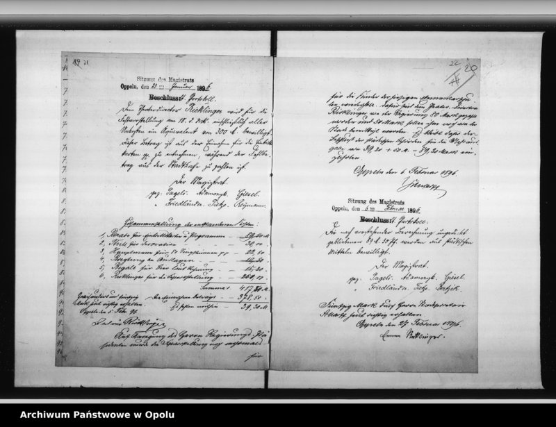 Obraz 19 z jednostki "Acta des Magistrats zu Oppeln betreffend 25 jährige Jubelfeier der Errichtung des deutschen Reiches"