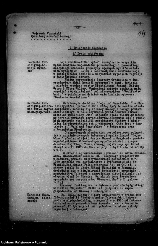 Obraz 18 z jednostki "Sprawozdania sytuacyjne z życia mniejszości narodowych za miesiące lipiec, sierpień, wrzesień 1931 r."