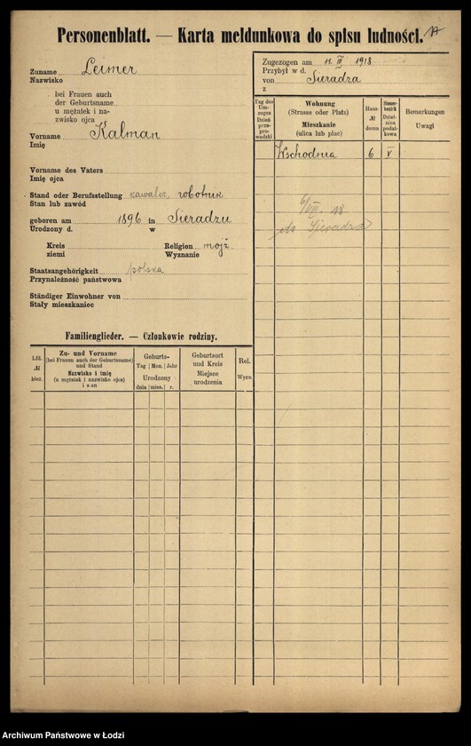 Obraz 19 z jednostki "[Spis ludności Łodzi] Lajfe-Łakomicki"