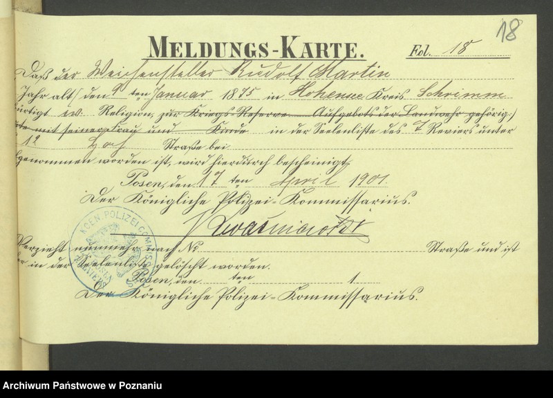 Obraz 20 z jednostki "Die von den Verlobten beigebrachten Urkunden zur Eheschliessung pro 1901. Vol VII"