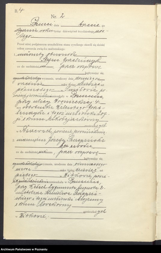 Obraz 5 z jednostki "Księga miejscowa małżeństw tom I [Rejestr główny małżeństw]"