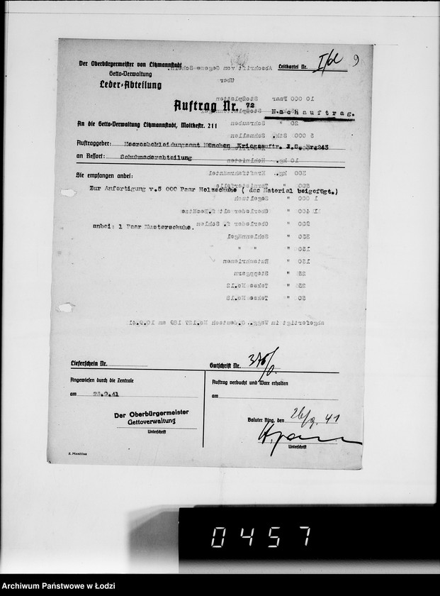 Obraz 13 z jednostki "Kriegsauftrag J.S.243 Holzschuhe [dla Heeresbekleidungsamt München] 85"