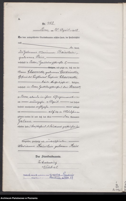 Obraz 10 z jednostki "Księga miejscowa urodzeń tom II [Rejestr główny urodzeń]"