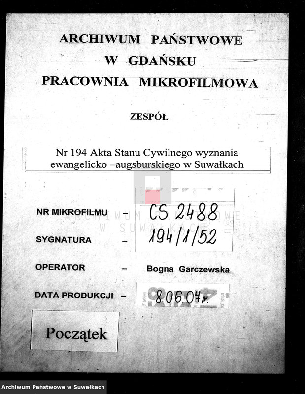image.from.unit.number "[Księga akt urodzeń, małżeństw i zgonów wyznania ewangelicko- augsburskiego zboru w Suwałkach]"