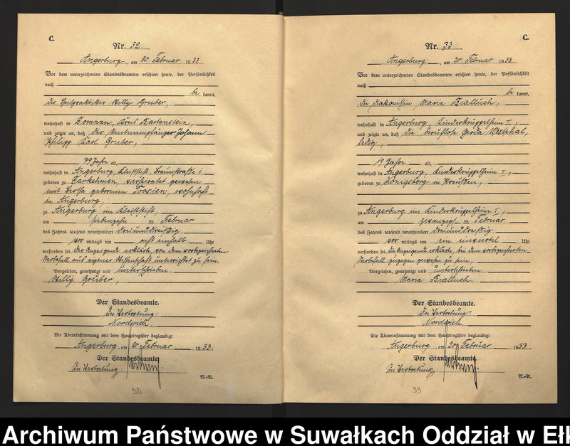 image.from.unit.number "C2. Sterbe - Register (Neben - Register) Standesamt Angerburg Ostpr. einschl. der Standesamtsbezirk Gross Strengeln, Kehlen und Prinowen"