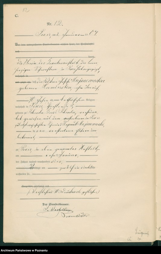 Obraz 14 z jednostki "Księga miejscowa zgonów tom I"