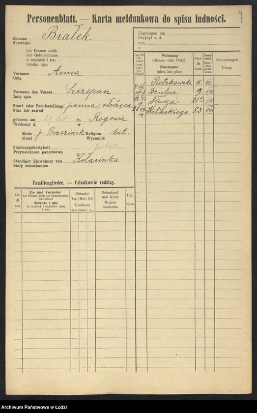 Obraz 9 z jednostki "[Spis ludności Łodzi] Białek - Bibelszön"