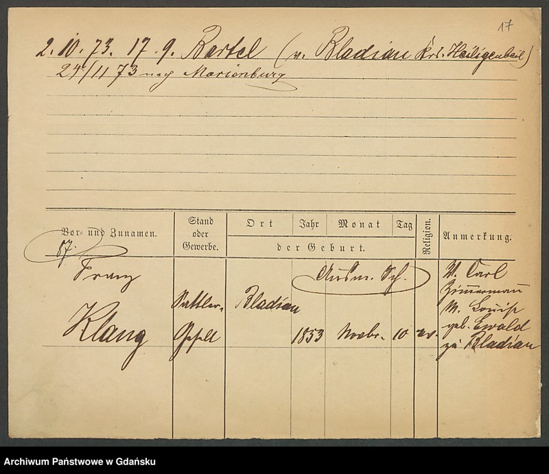 image.from.unit.number "Karty meldunkowe: Klang - Klatt J."