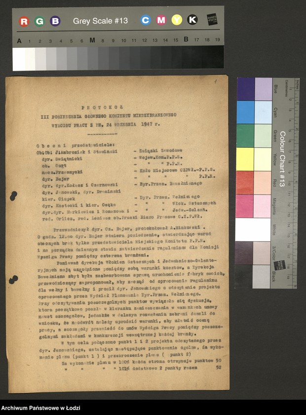 Obraz 2 z jednostki "Współzawodnictwo pracy; protokoły z narad ogólnołódzkich, sprawozdania różnych dyrekcji Centralnego Zarządu Przemysłu Włókienniczego"