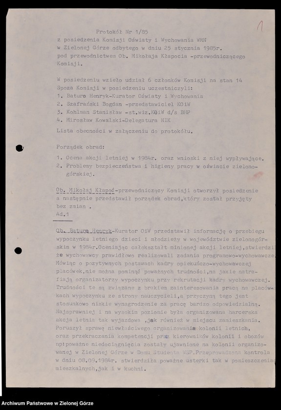 image.from.unit.number "Protokóły z posiedzeń Komisji Wychowania i Oświaty Wojewódzkiej Rady Narodowej w Zielonej Górze"