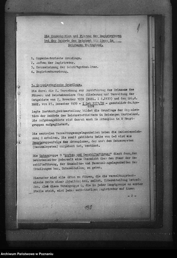 Obraz 5 z jednostki "Organisation und Führung der Registraturen bei der Behörde des Reichsstatthalters im Reichsgau Wartheland"