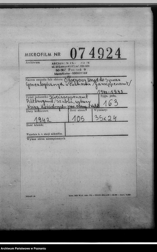 image.from.unit.number "Kreissippenamt Altburgund [Szubin, wykazy ksiąg kościelnych parafialnych ewangelickich i katolickich]"