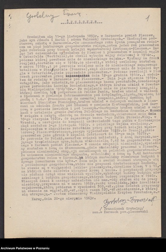 Obraz 15 z jednostki "Życiorysy powstańców wielkopolskich: G - tom V /Grobelny Franciszek - Grzegorczyk Antoni/."