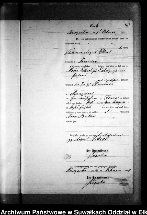 image.from.unit.number "Geburts-Neben-Register des Preussischen Standes-Amtes Prinowen Kreis Angerburg"