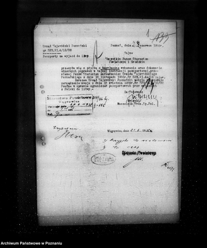 Obraz 5 z jednostki "/Udzielanie paszportów, znaki poufne na paszportach- zarządzenia tajne generalia/"