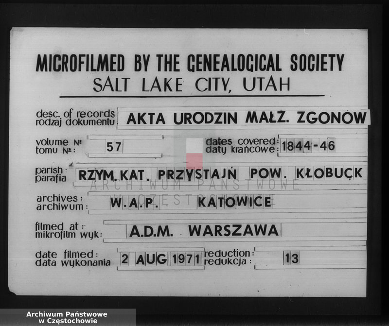 image.from.unit.number "Księga duplikat [akt] urodzonych, zaślubionych i zmarłych Parafii Przystajń z roku 1845"