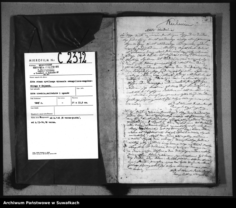 Obraz 3 z jednostki "Księga Duplikat do zapisywania Aktów Urodzenia, Zaślubienia i Zeyścia dla filiału Seyneńskiego Ewangelickiego na Rok 1847."