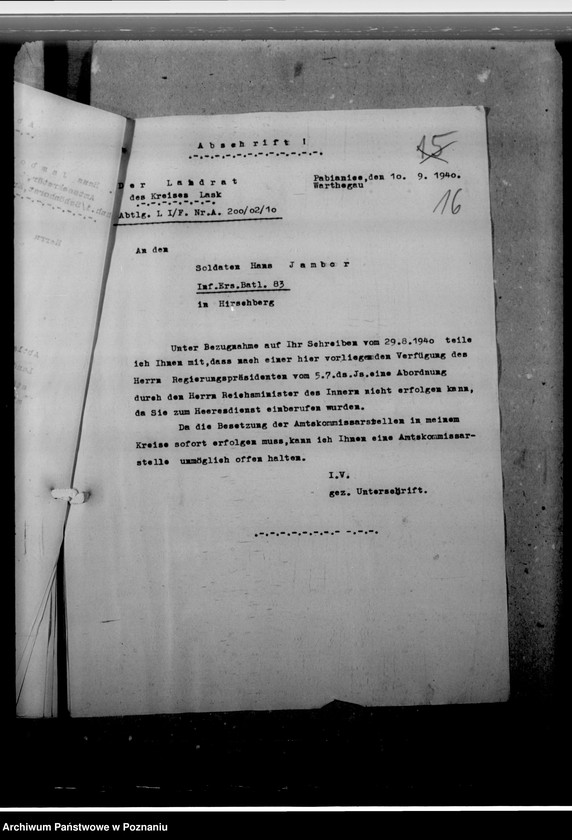 Obraz 20 z jednostki "Jambor, Hans, Bewerbung - um eine Amtskommissarstelle"