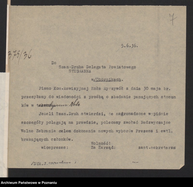 Obraz 11 z jednostki "Oborniki - akta delegata powiatowego."