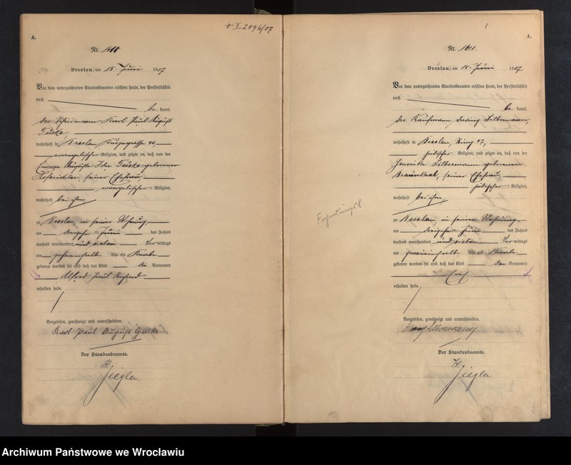 image.from.unit.number "Geburts-Haupt-Register Breslau I 1907 Band 5"