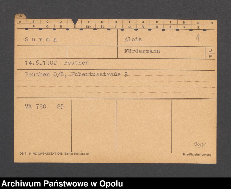 Obraz 3 z jednostki "[Surma Alois, ur. 14.06.1902 r. Beuthen]"