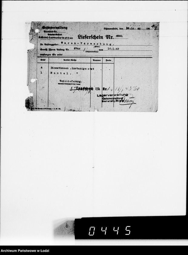 Obraz 5 z jednostki "Nicht erledigte Lieferscheine"