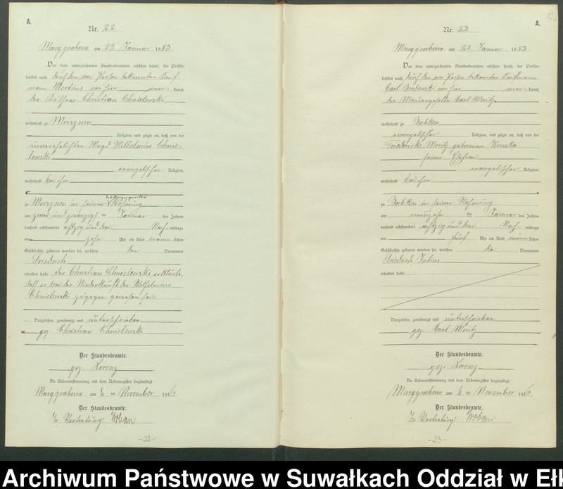 image.from.unit.number "A1.Geburts-Register [Haupt-Register] Standesamt Marggrabowa Landbezirk vol. I No.1 bis 266"