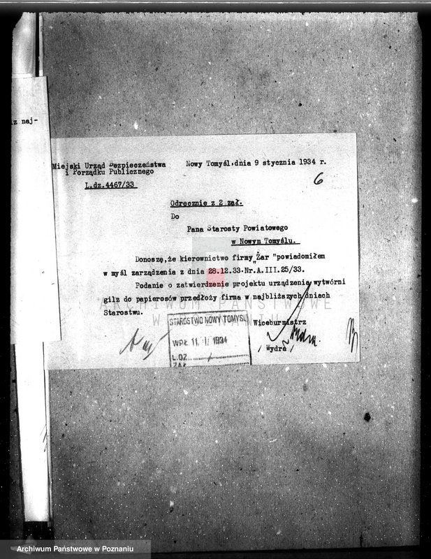 Obraz 10 z jednostki "Zatwierdzenie zakładu przemysłowego firmy "Żar" /fabryki tutek do papierosów/ w Nowym Tomyślu"