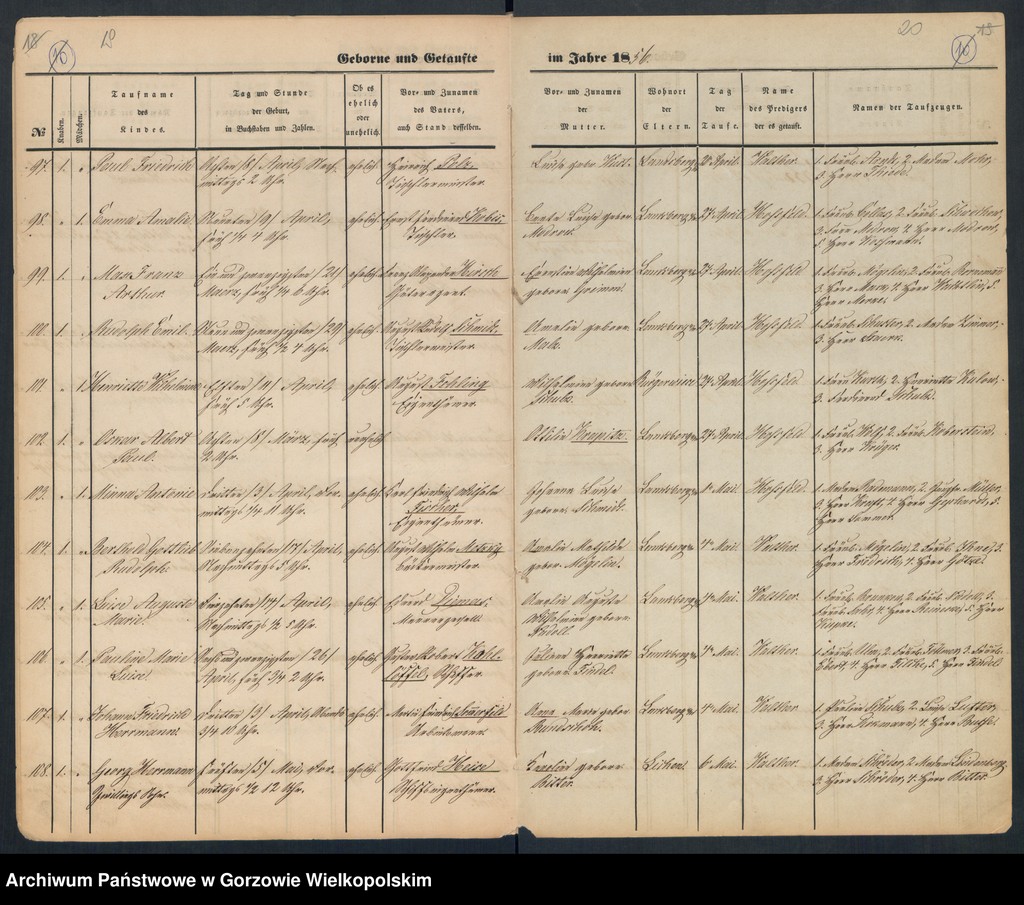 image.from.unit.number "Duplikate der St. Marienkirche Landsberg an der Warthe (Zawiera też księgę zgonów Concordienkirche z 1856 r. oraz dwa zapisy dotyczące małżeństw w 1857 r. w kościele Mariackim)"