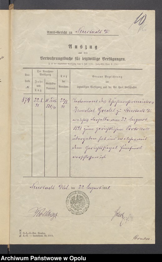 image.from.unit.number "Verfügung von Todes wegen des Rentiers Benedict Gödel in Neustadt"