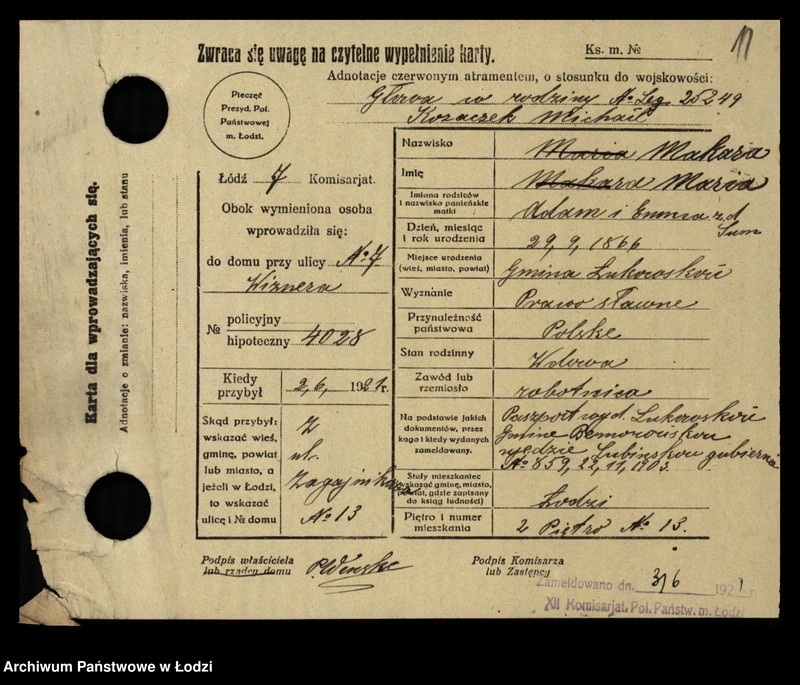 Obraz 13 z jednostki "[Spis ludności Łodzi] Mak - Makowski"