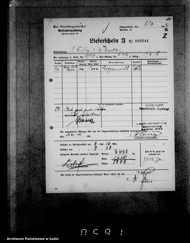 Obraz 10 z jednostki "Aufträge [Lieferscheinen und Rechnungen] 13416-13430 [Dostawa węgla i żywności do Getta]"