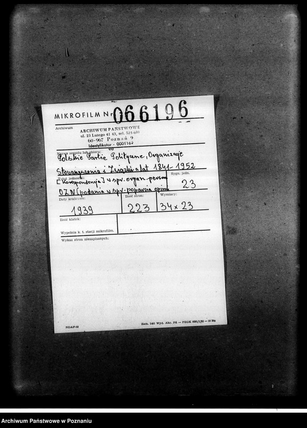 Obraz 2 z jednostki "Korespondencja w sprawach organizacyjno-personalnych Obozu Zjednoczenia Narodowego - podanie w sprawie poparcia, opinii, zaproszenia i powiadomienia o zebraniach, deklaracje"