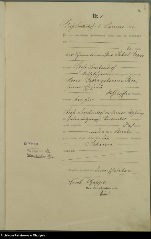 image.from.unit.number "Geburts-Haupt-Register Nr 1 - 106"