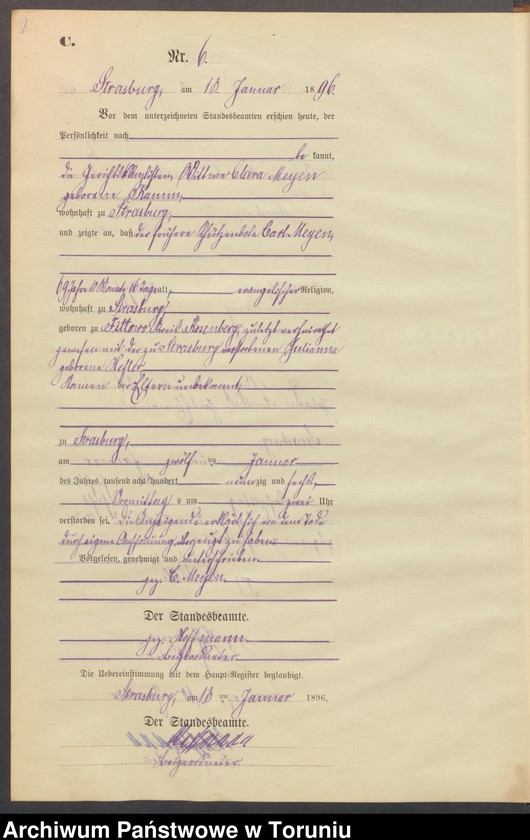 image.from.unit.number "Sterbe-Neben-Register Strasburg , Stadt für das Jahr 1896"