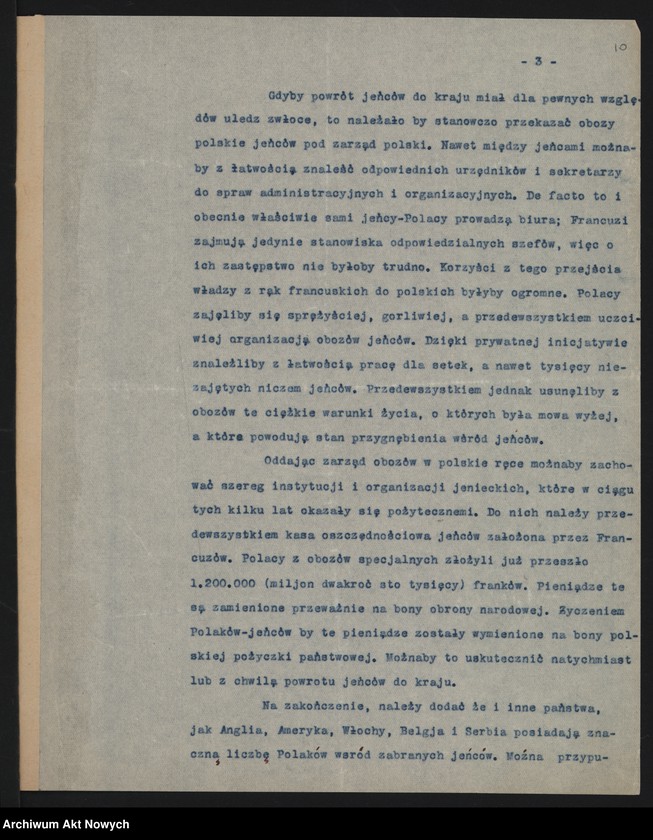 image.from.unit.number "Sprawy repatriacji Polaków, opieki nad Polakami - jeńcami, więźniami i internowanymi zagranicę, m.in. odpis listu W. Grabskiego do G. Clemenceau"