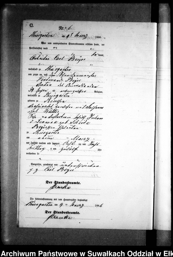 image.from.unit.number "Sterbe-Neben-Register des Preussischen Standes-Amtes Prinowen Kreis Angerburg"