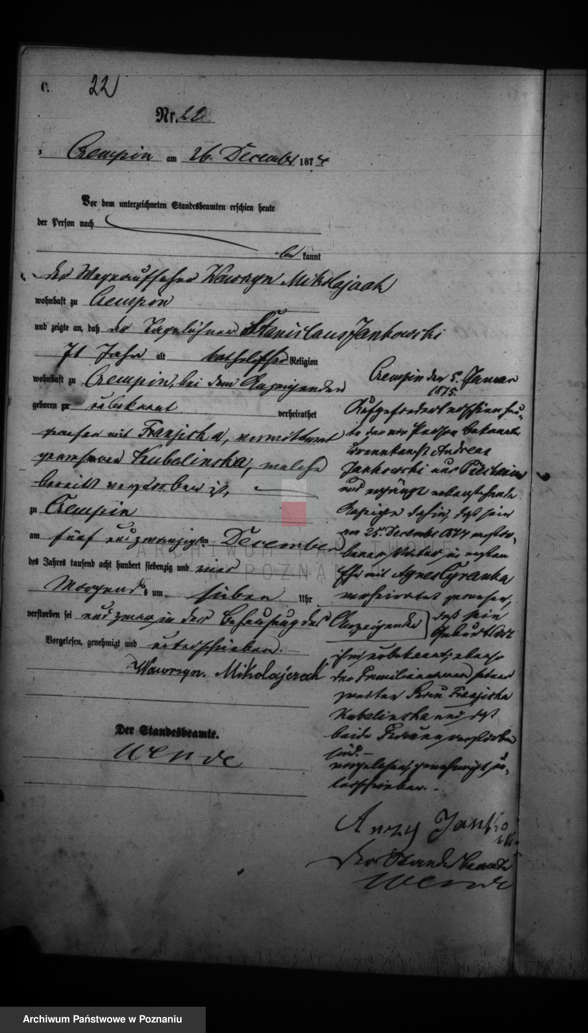 Skan z jednostki: Księga zgonów