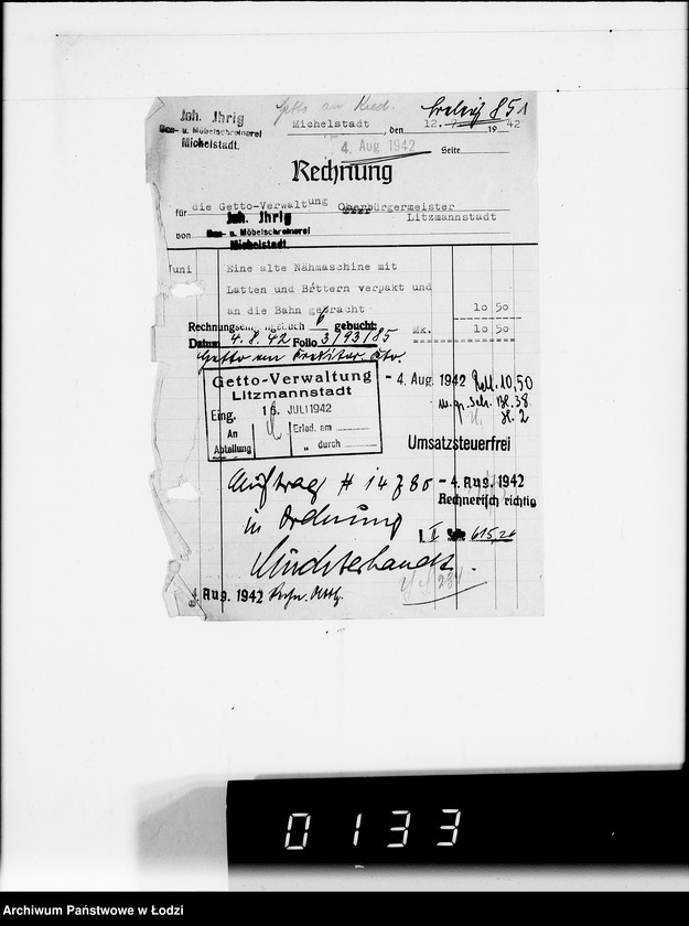 Obraz 5 z jednostki "Diverse I-M.Rechnungen [za dostawy towarów dla Getta]"