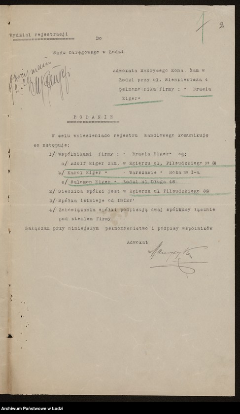 Obraz 4 z jednostki "Adolf Eiger, Karol Eiger, Salomon Eiger "Bracia Eiger" - prowadzenie przemysłu wełnianego"