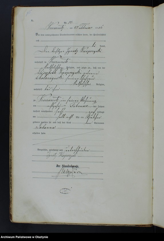 Obraz 17 z jednostki "Geburts-Haupt-Register Nr 1 -85, 1-77, 1-92, 1-76"